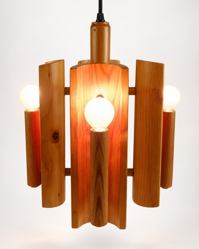 Vintage holz pendellampe 70er - vintage,